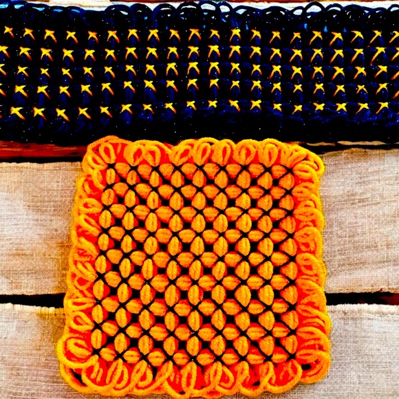 Hand Crafted Other - New Set of 2 Hot Pad Trivets/Doilies 14x4” & 4x4”Handmade Halloween Colors
